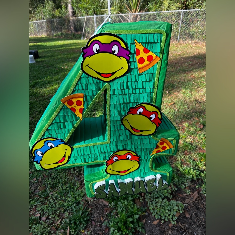Teenage Mutant Ninja Turtles Green Number 4 Birthday Decoration